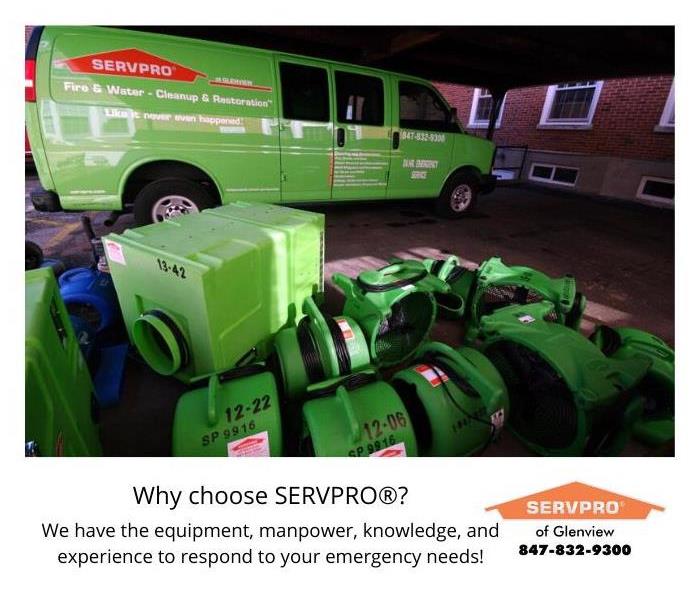 Photo showing SERVPRO van and equipment